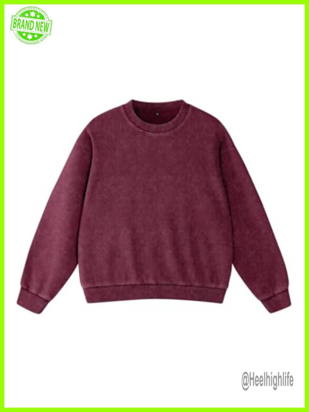 Waffle Knit Crewneck Oversized Sweatshirt Pullover Casual Lounge Top